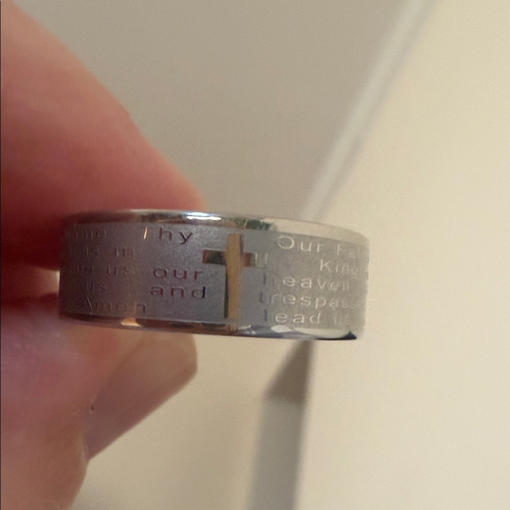 Silver Ring with Cross Design